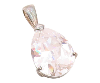 925 Sterling Silver  Vintage Pear Shaped Cubic Zirconia Drop Pendant  PT20844