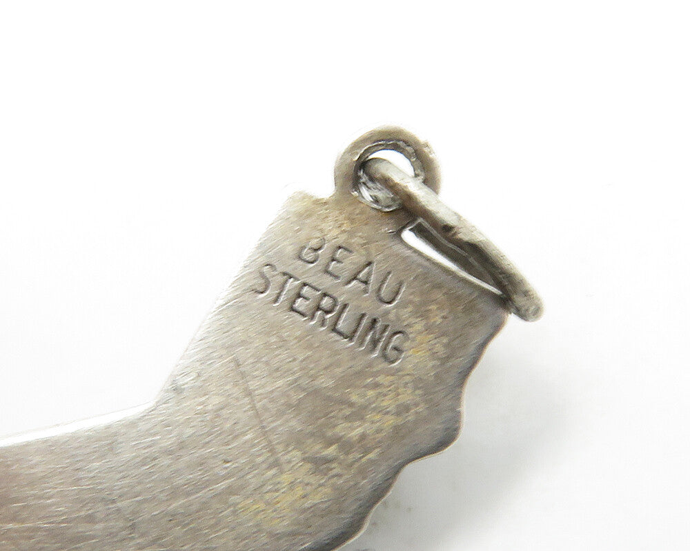 BEAU 925 Sterling Silver  Vintage California State Map Petite Pendant  PT13689