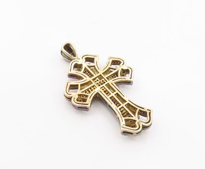 925 Sterling Silver  Vintage Cubic Zirconia Religious Cross Pendant  PT18477
