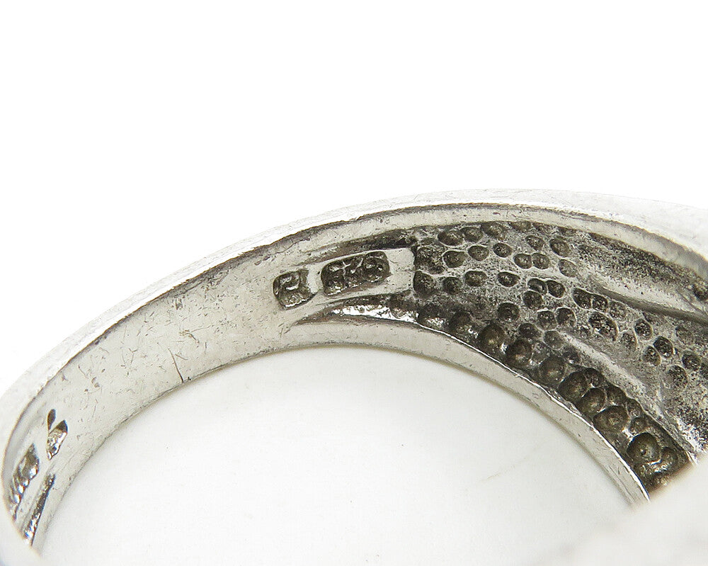 925 Sterling Silver  Shiny Red & White Topaz Floral Band Ring Sz 7  RG17050