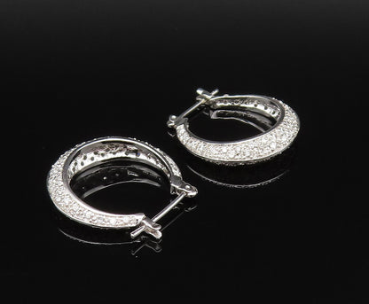 925 Sterling Silver  Vintage Elegant Cubic Zirconia Hoop Earrings  EG12005