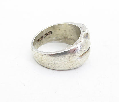 MEXICO 925 Sterling Silver Vintage Sculpted Detail Band Ring Sz 7 RG5502