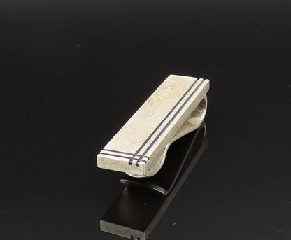 FI 925 Sterling Silver  Vintage Carved Lines Tie Clip  TR3410