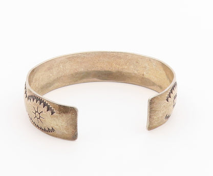 925 Sterling Silver Vintage Bracelet NAVAJO Engraved Storyteller Cuff  BT12148