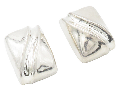 925 Sterling Silver  Vintage Shiny Modernist Non Pierce Drop Earrings  EG8536