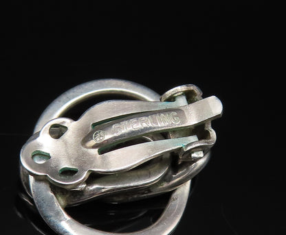 925 Silver Vintage Interlocking Curved Detail Non Pierced Earrings EG12036