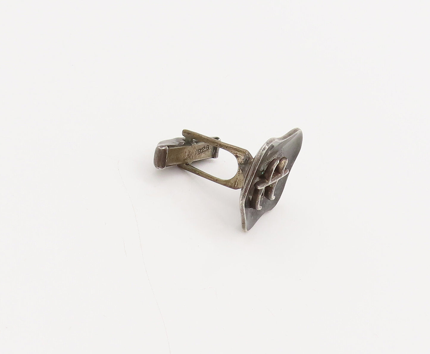 TAXCO 925 Sterling Silver  Vintage Branch Carved On Hammered Cuff Links TR3524