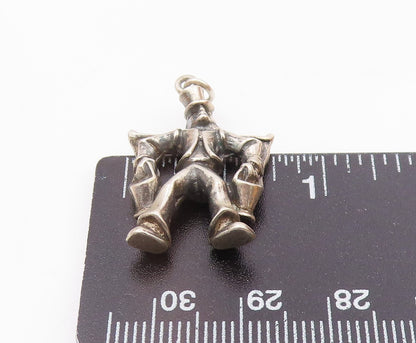 925 Sterling Silver  Vintage Man With Carrying Stick Oxidized Pendant  PT17379