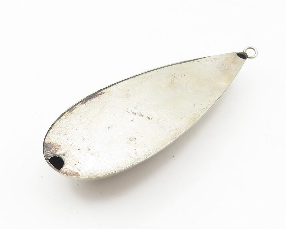 925 Sterling Silver  Vintage Dark Tone Hollow Tear Drop Smooth Pendant  PT8761