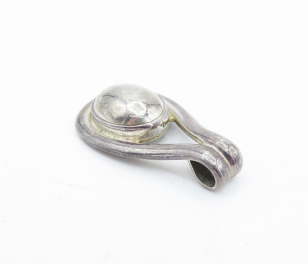 925 Sterling Silver  Vintage Dark Tone Smooth Dome Slide Pendant   PT3058