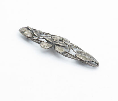 DANECRAFT 925 Silver  Vintage Dark Tone Floral Vine Motif Brooch Pin  BP1706