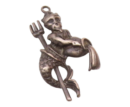 925 Sterling Silver  Vintage Oxidized Aquarius Symbol Zodiac Pendant  PT18652