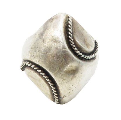 925 Sterling Silver  Vintage Twist Detail Hollow Band Ring Sz 6  RG10217