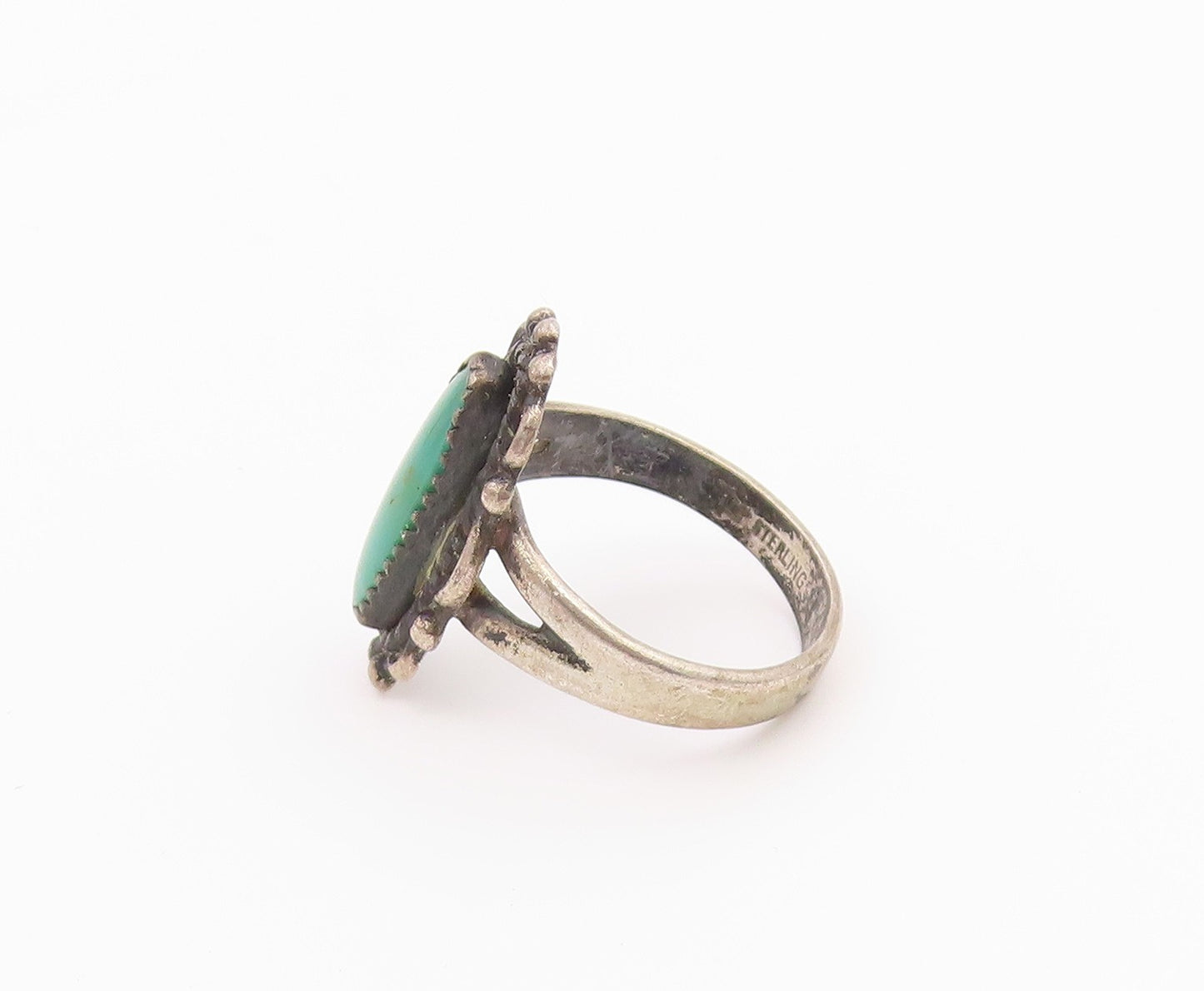 925 Sterling Silver Vintage Ring NAVAJO Turquoise Statement Band  Sz 6  RG36544