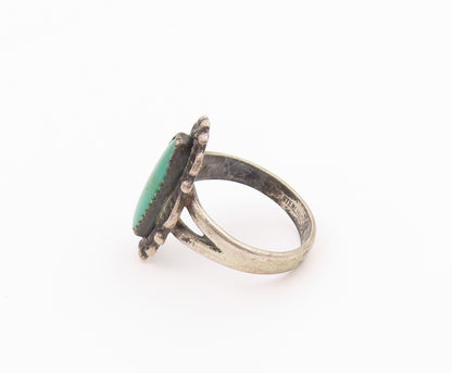925 Sterling Silver Vintage Ring NAVAJO Turquoise Statement Band  Sz 6  RG36544