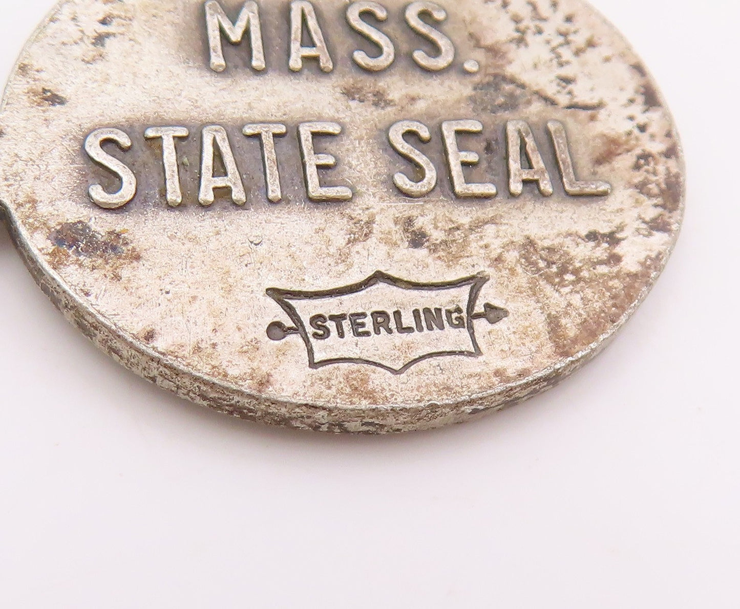 925 Sterling Silver Vintage Pendant Massachusetts Mass State Seal Charm PT25506