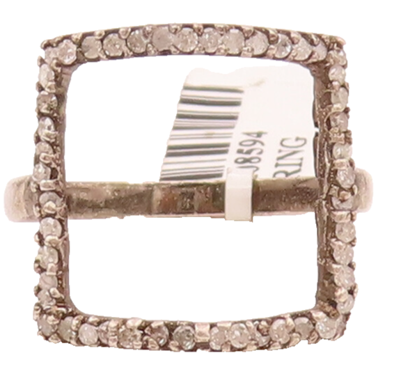 925 Sterling Silver Vintage Minimalist Diamond Square Shape Ring Sz 6.5  RG26588
