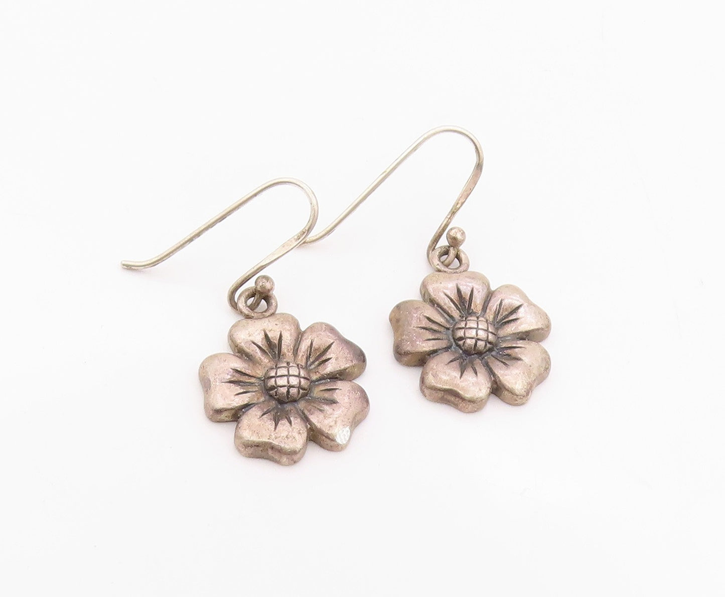 925 Sterling Silver Vintage Earrings Classic Botanical Floral Dangle  EG14403