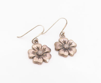 925 Sterling Silver Vintage Earrings Classic Botanical Floral Dangle  EG14403