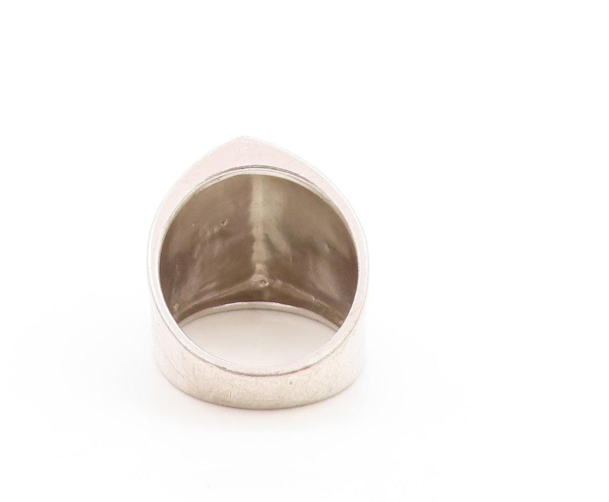 925 Sterling Silver Vintage Ring Sparkling Geometric Signet Band  Sz 7  RG33677