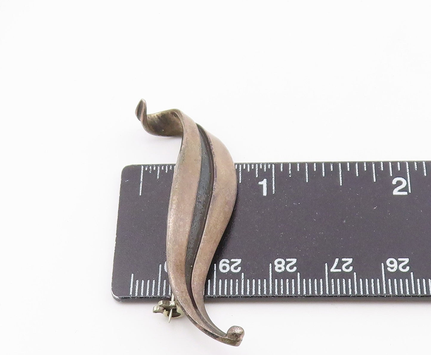 MARICELA MEXICO 925 Silver  Vintage Oxidized Floral Leaf Brooch Pin  BP4319