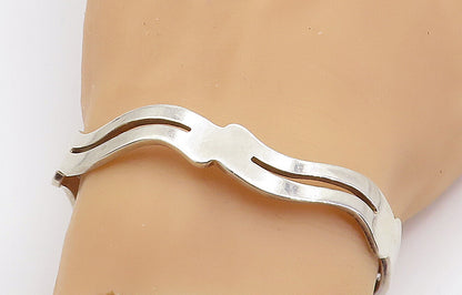 CME 925 Sterling Silver  Vintage Shiny Cutout Design Cuff Bracelet  BT3359