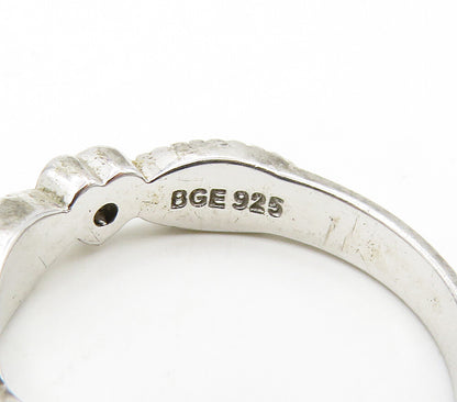925 Sterling Silver  Vintage Topaz Love Heart Analese Band Ring Sz 6  RG16377