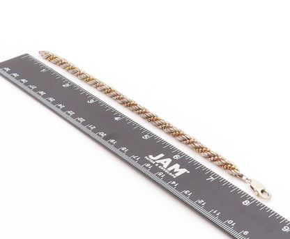 925 Sterling Silver Vintage Bracelet Two Toned Twisted Beadwork Rope  BT11408