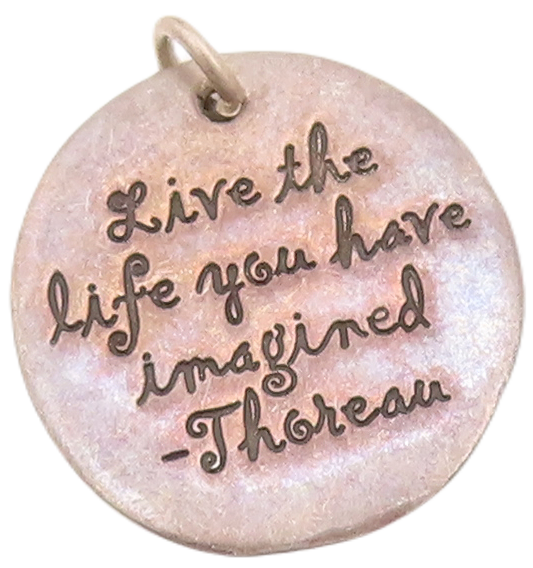 925 Sterling Silver Vintage Pendant Etched Live Your Dreams Message  PT22914