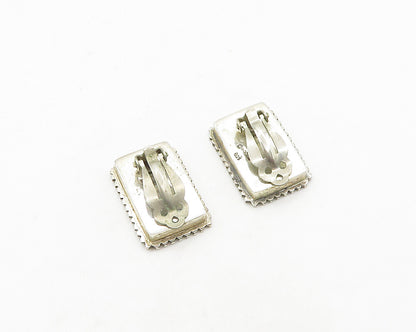 WOODS 925 Silver  Vintage Spiked Detail Square Non Pierce Earrings  EG9759
