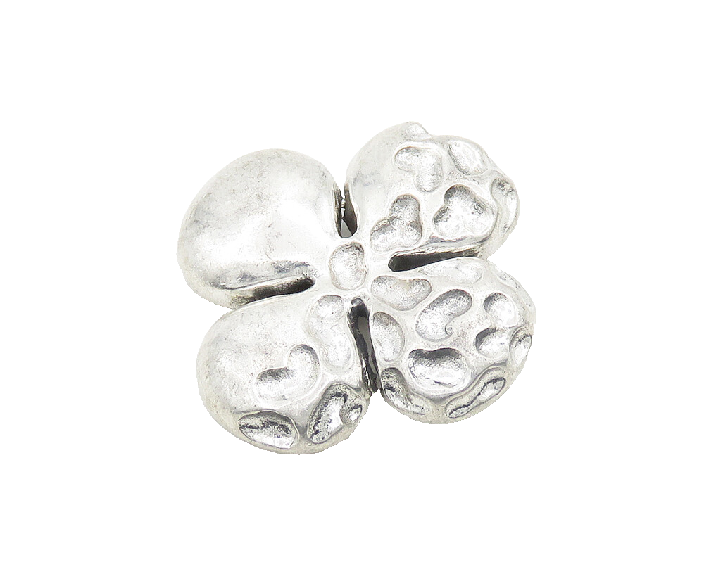 925 Sterling Silver  Vintage Shiny Patterned Flower Motif Pendant  PT15238