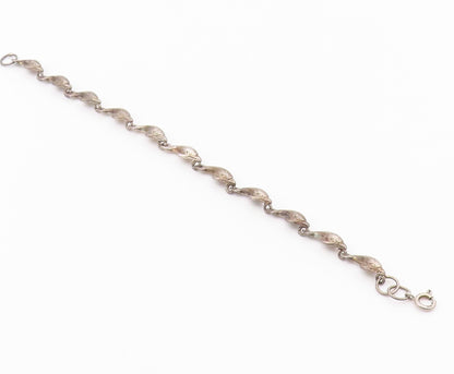 925 Sterling Silver  Vintage Dark Tone Dolphin Motif Chain Bracelet  BT6197
