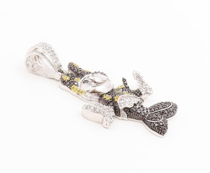 925 Sterling Silver Vintage Pendant Large CZ Cluster Minnie Mouse  PT25300