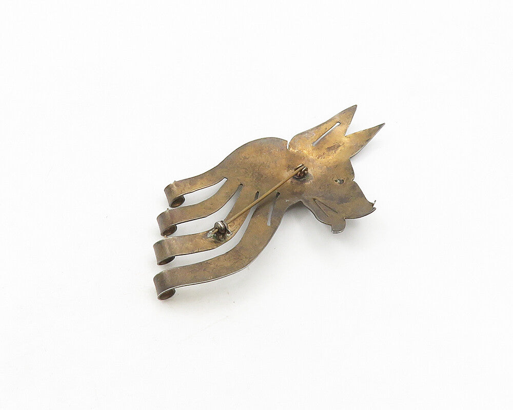 925 Sterling Silver  Vintage Modernist Dog's Head Smooth Brooch Pin  BP7158