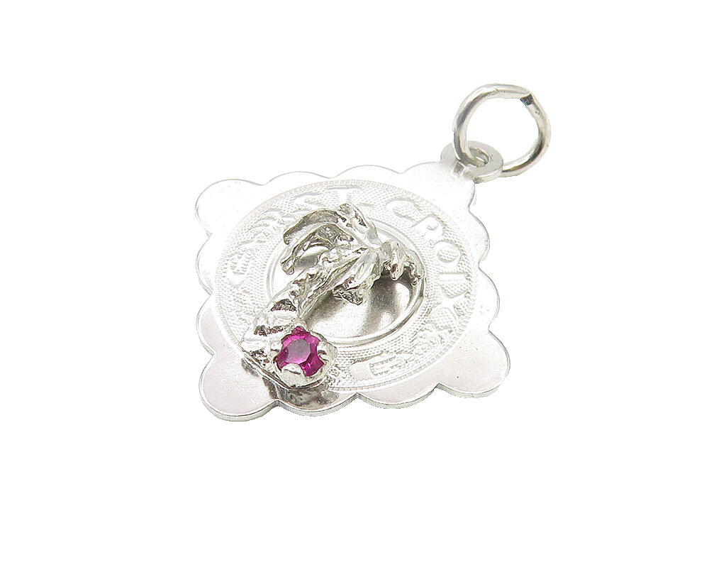 CREA 925 Sterling Silver  Vintage Pink Topaz St. Croix Island Pendant  PT8659