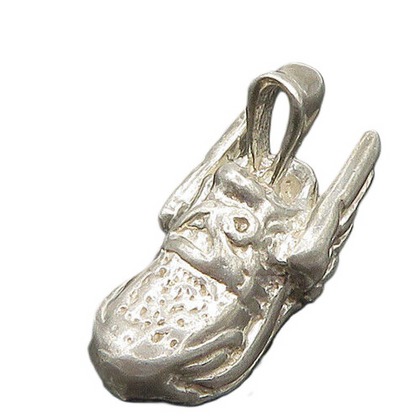 925 Sterling Silver  Vintage Shiny Winged Sneaker Shoe Pendant  PT15214