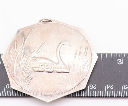 925 Sterling Silver Vintage Pendant TOWLE 1977 Carved Swimming Swan  PT22949