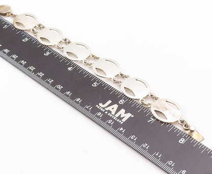 925 Sterling Silver Vintage Bracelet MEXICO Minimalist Oval Cutout Links BT10515
