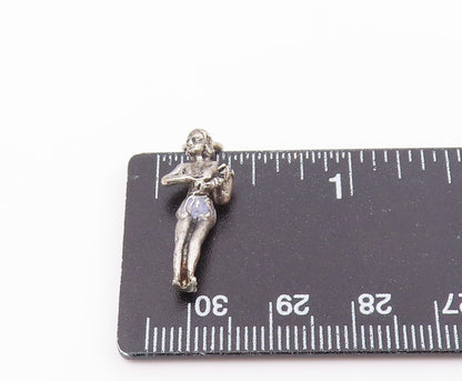 925 Sterling Silver  Vintage Petite Woman With Telephone Pendant  PT18103