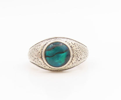 925 Sterling Silver Vintage Ring WHEELER Round Eilat Stone Band  Sz 10  RG34860