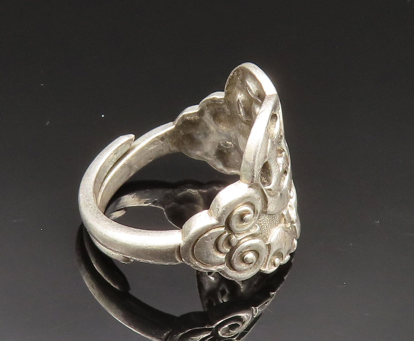 EUROPEAN 925 Silver Vintage Interlocking Circle Spiral Wrap Ring Sz 8 RG24954