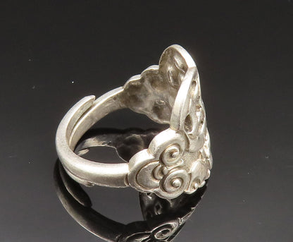 EUROPEAN 925 Silver Vintage Interlocking Circle Spiral Wrap Ring Sz 8 RG24954