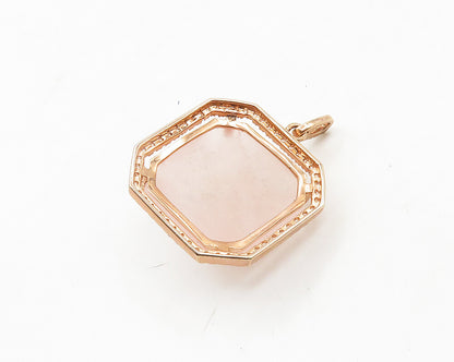 925 Silver  Rose Quartz & Cubic Zirconia Rose Gold Plated Pendant  PT15256