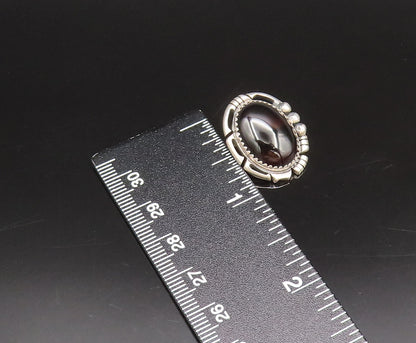 NAVAJO 925 Silver  Vintage Openwork Edge Black Onyx Clip Back Earrings EG12300
