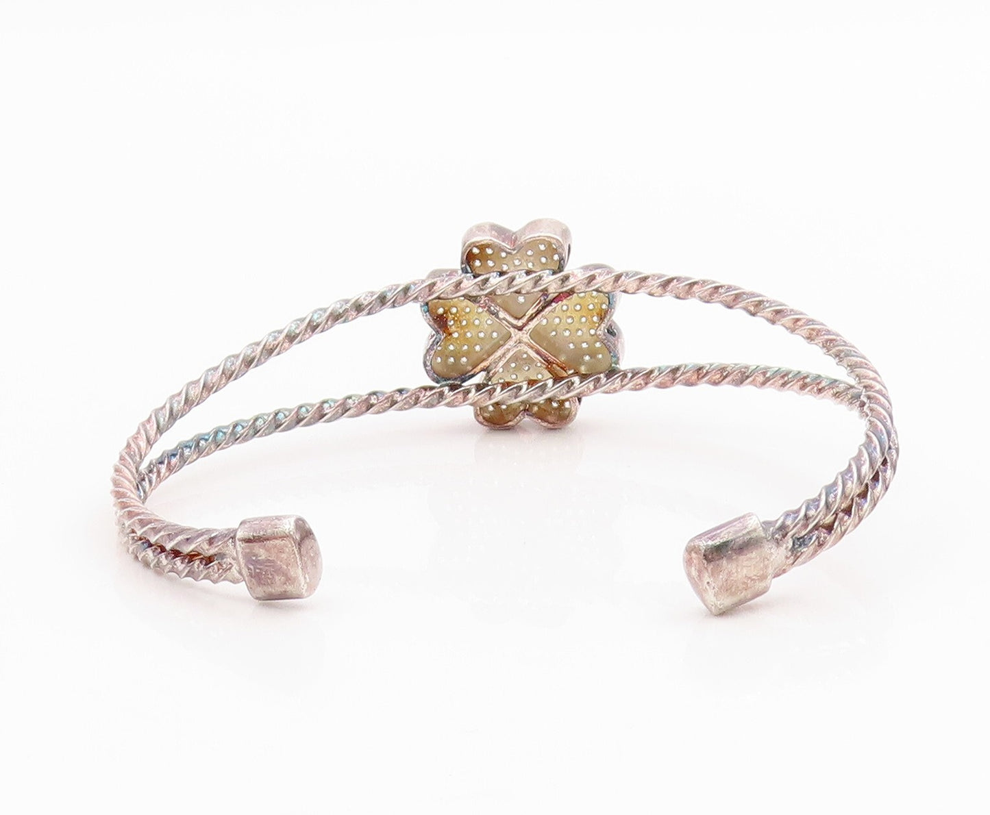 925 Sterling Silver Vintage Bracelet Designer CZ Inlay Flower Cuff  BT11015