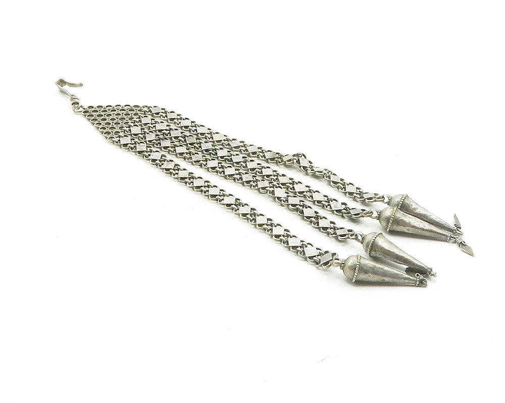 925 Sterling Silver  Vintage Antique Oxidized Floral Linked Ornament  TR1656