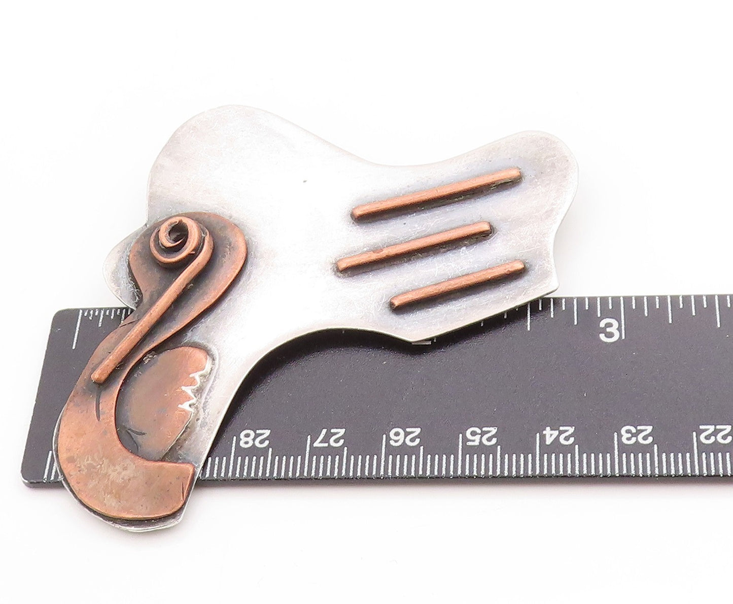 925 Sterling Silver Vintage Brooch Modernist Two Tone Lady Profile Pin  BP11941
