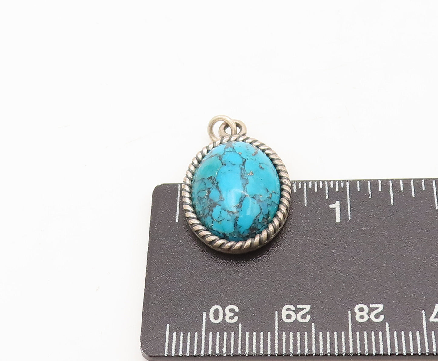 925 Sterling Silver Vintage Pendant CAROLYN POLLACK Oval Blue Turquoise  PT22580
