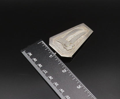 SAMUEL HIZME 925 Silver  Vintage Carved Chai Textured Brooch Pin  BP9796