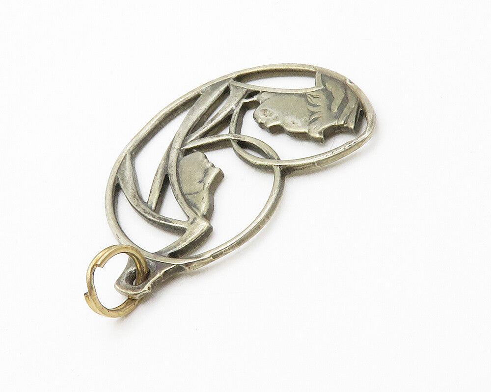 925 Sterling Silver  Vintage Virgin Mary & Baby Jesus Heart Pendant  PT11268